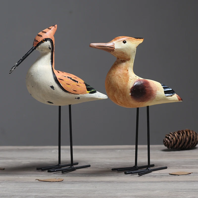 

2PCS/Lot Hand Painted Wooden Art Birds Home Window Decoration Office Desktop Figurines Crafts for Birthday Gifts Brief Souvenir