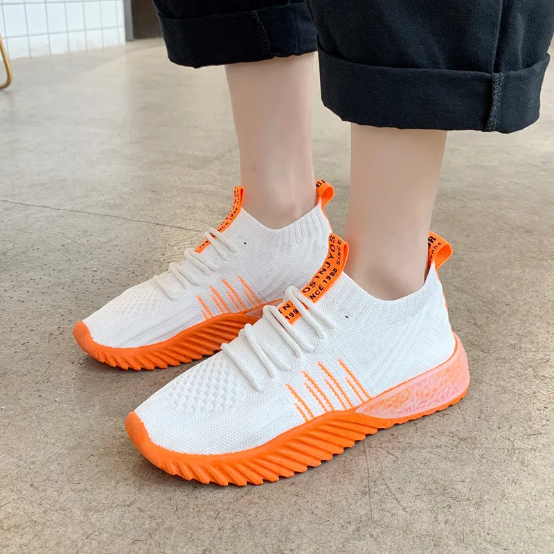 

Jelly bottom flying woven shoes female 2019 summer new breathable women's shoes students casual walking women sneakers