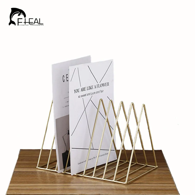 FHEAL 1 قطعة رف الحديد سطح المكتب تخزين الرف رف الوثائق مجلة تخزين بسيطة تصميم المنزل مكتب تخزين رفوف أدوات