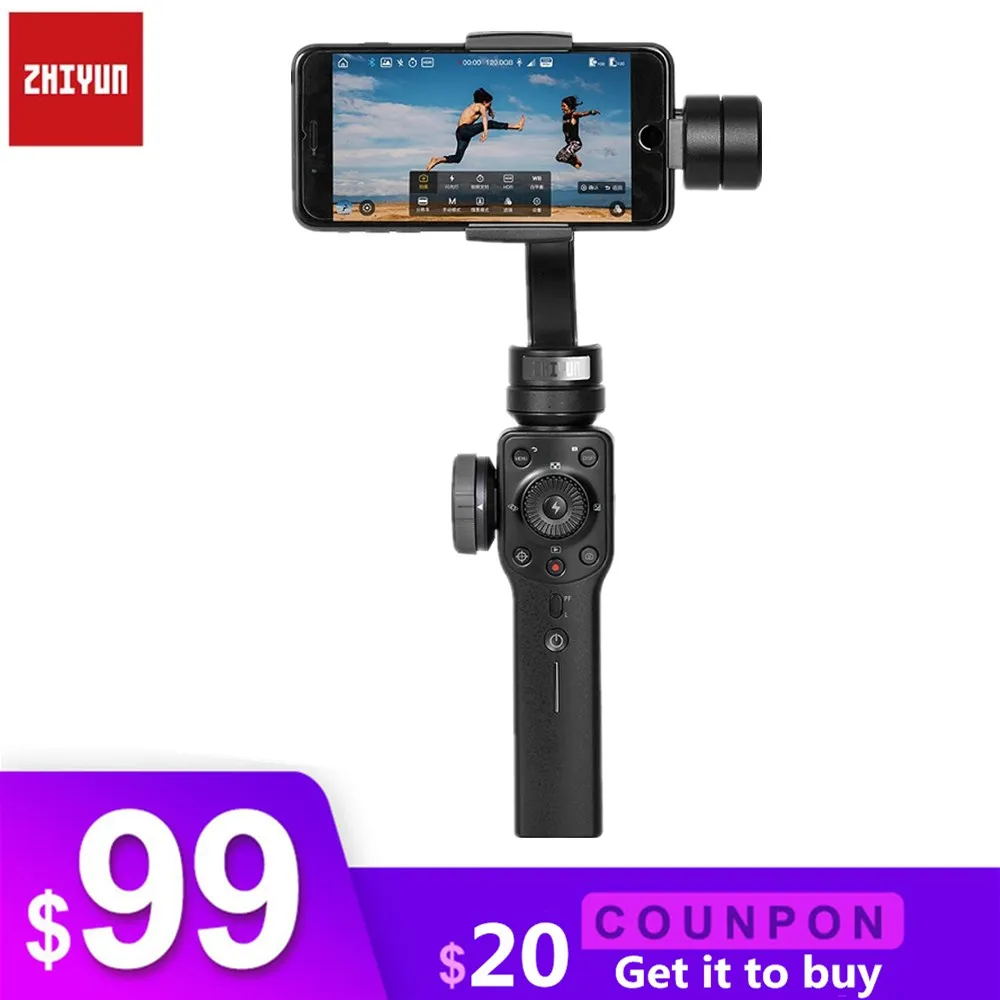Zhiyun Smooth 4 3-осевой ручной шарнирный стабилизатор для камеры GoPro w/фокус Pull & зумом