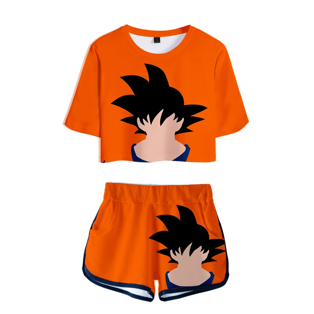 

Two Piece Set Short Pants Dragon ball T shirt 3D Women Sets lovely Navel short sleeve and Short Pants Can be sold in one piece