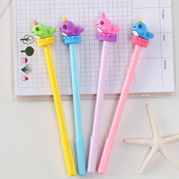 

4 Pcs/set Cartoon 0.5mm Sea Animal Whale Gel Pens Black Ink Signature Pen Student Stationery School Office Papelaria