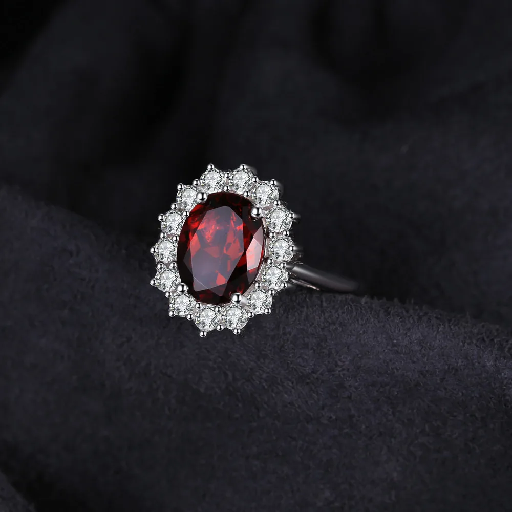 Jewelrypalace Принцесса Диана 3.4ct натуральный красный гранат кольцо 925 серебряное Для