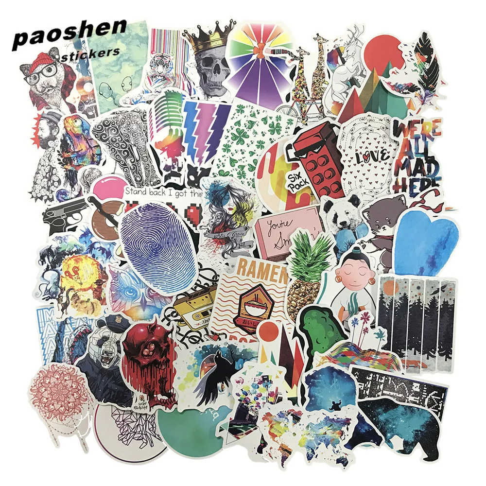 

100 Pcs PVC Waterproof Personality Cool Sticker for Car Laptop Motorcycle Skateboard Luggage Guitar Decorate Cute Toy Stickers