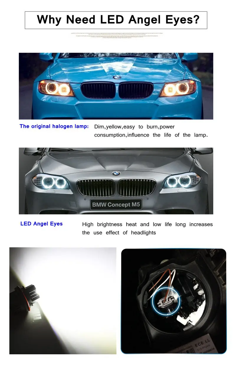 2 шт. Angel eyeas для BMW 3er E90 E91 Touring светодиодный светильник CANBUS ангельские глазки головной светильник белый