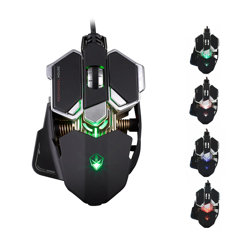 Professional Programmab Machinery Wired Gaming Mouse 4000 DPI LED Optical 10 Buttons Gamer Computer Mice for