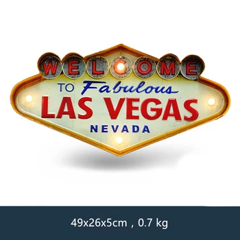 Cartel de neón de bienvenida de Las Vegas para Bar, decoración Vintage para el hogar, pintura iluminada, carteles de Metal, decoración de pared de hierro, Pub y cafetería
