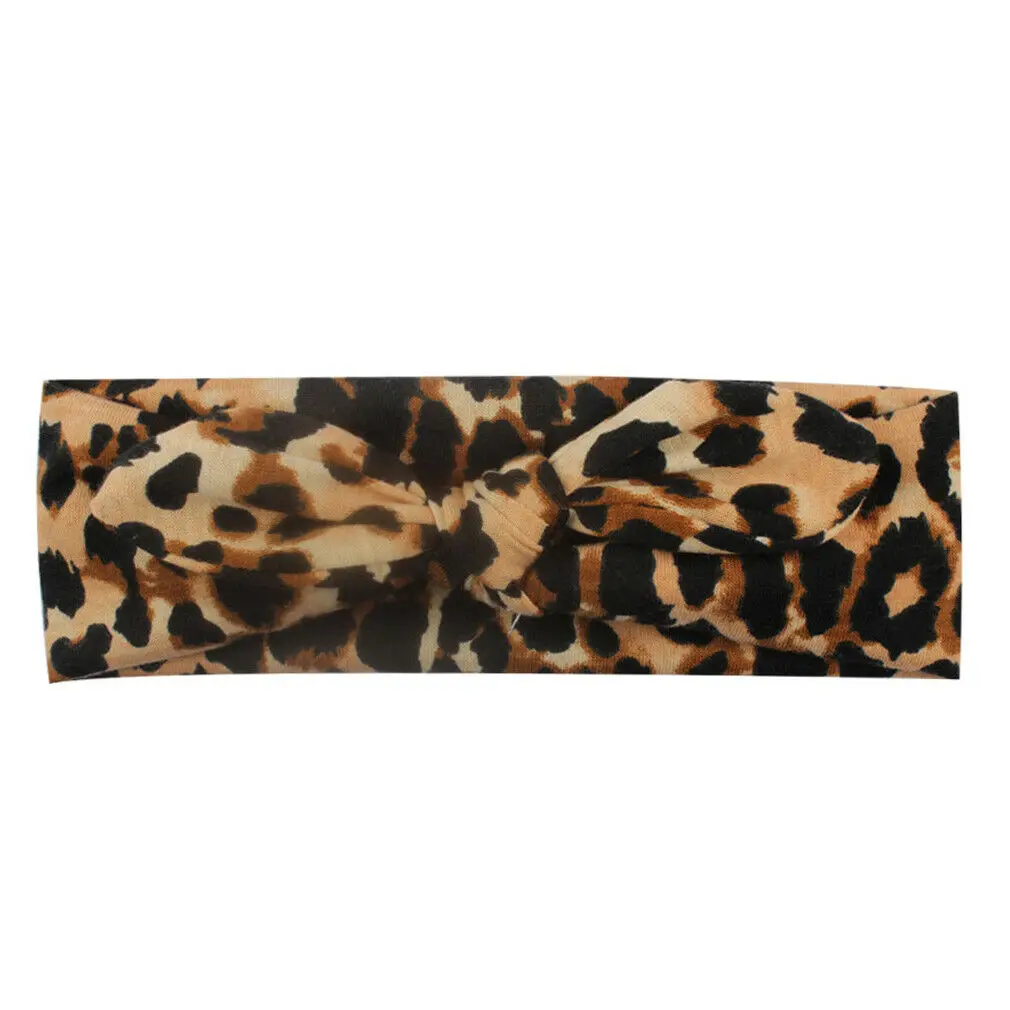 

Kids Girls Baby Toddler Leopard Print Turban Knotted Bow Hat Cap Headband Hair Band Headwear
