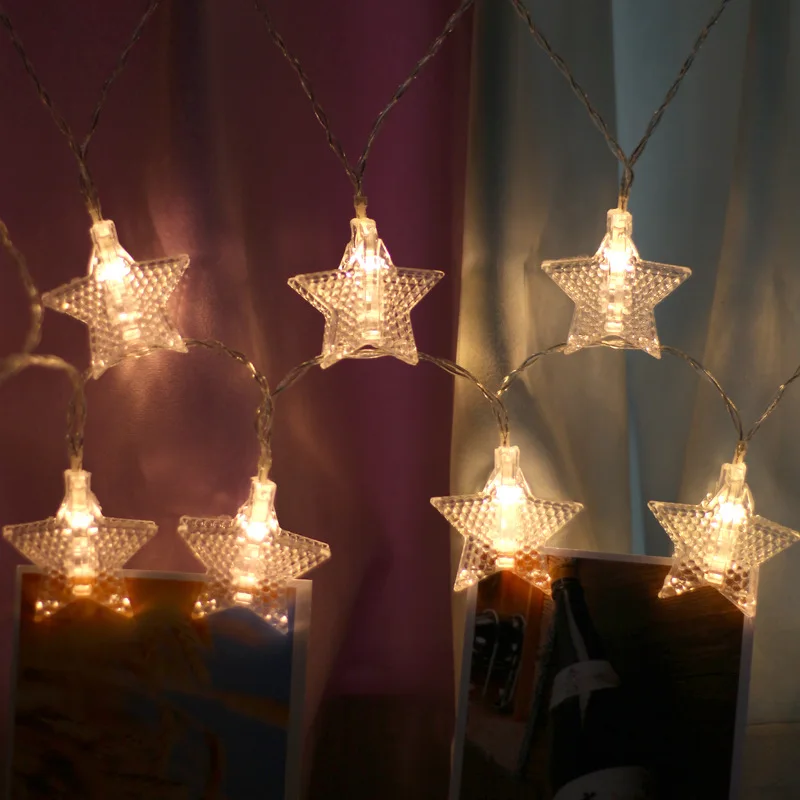 

LED star lamp USB house decoration Pentagram Star remote control photo clip lamp