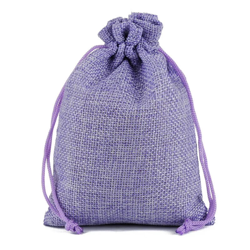 1 Piece(7x9cm) Linen Jute Drawstring Gift Bags Jewelry Packaging Bag Wedding Party Decoration Favors Drawable Gift Bag& Pouche - Цвет: light purple