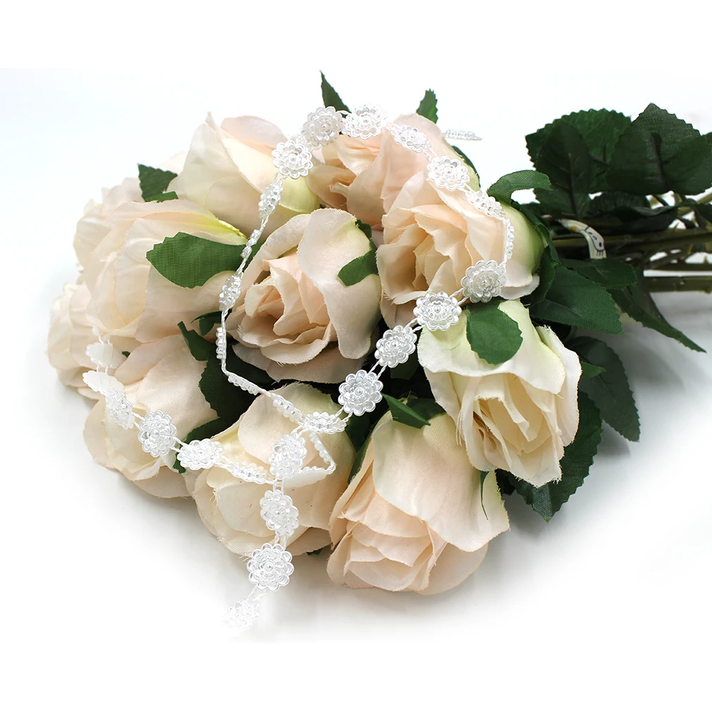 

Free Shipping 9M 14mm Fashion Lotus Pearl Beads Garland Decoration DIY Crafts Centerpiece Flower Table Desk Crafting Supply