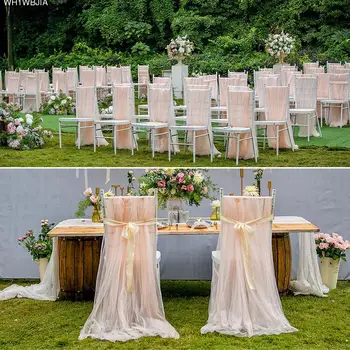 

2pcs/set Soft Tulle Chair Cover for Wedding Birthday Party Baby Shower Celebrations Decoration Quality DIY Organza Chair Covers