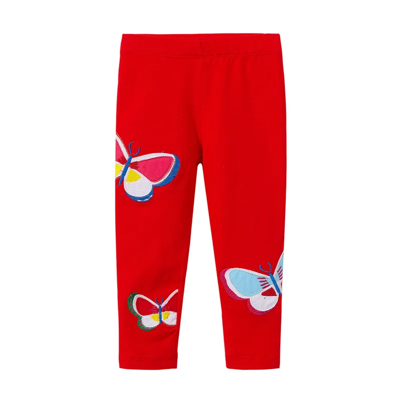 Узкие брюки на осень и весну; леггинсы с изображением единорога для девочек; Новая одежда для малышей; детские брюки; модные штаны с изображением животных; детская одежда - Цвет: L1078 red