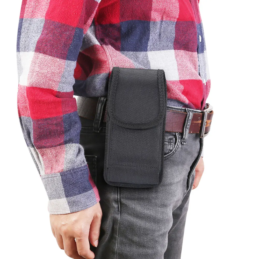 Universal Waist Bag Men Oxford Cloth Nylon 4.7-6.9 inch Mobile Phone Fanny Pack Durable Outdoor Waterproof Belt Bag black