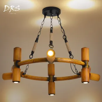 

Loft American Antique Rope Hemp Pendant Lamp Aluminum Hanging Light Circular Luminaire Industriel Chandelier Lighting Fixtures