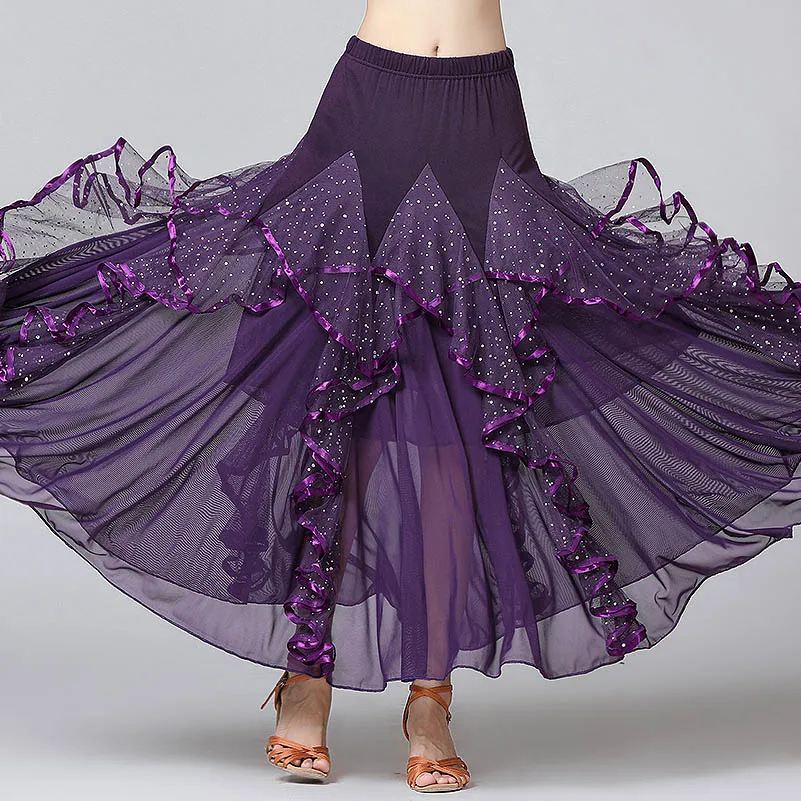 Новая юбка для бальных танцев, вальс, танго, сальса, бальная юбка, женский костюм для латинских танцев, современный стандарт, юбки для выступлений