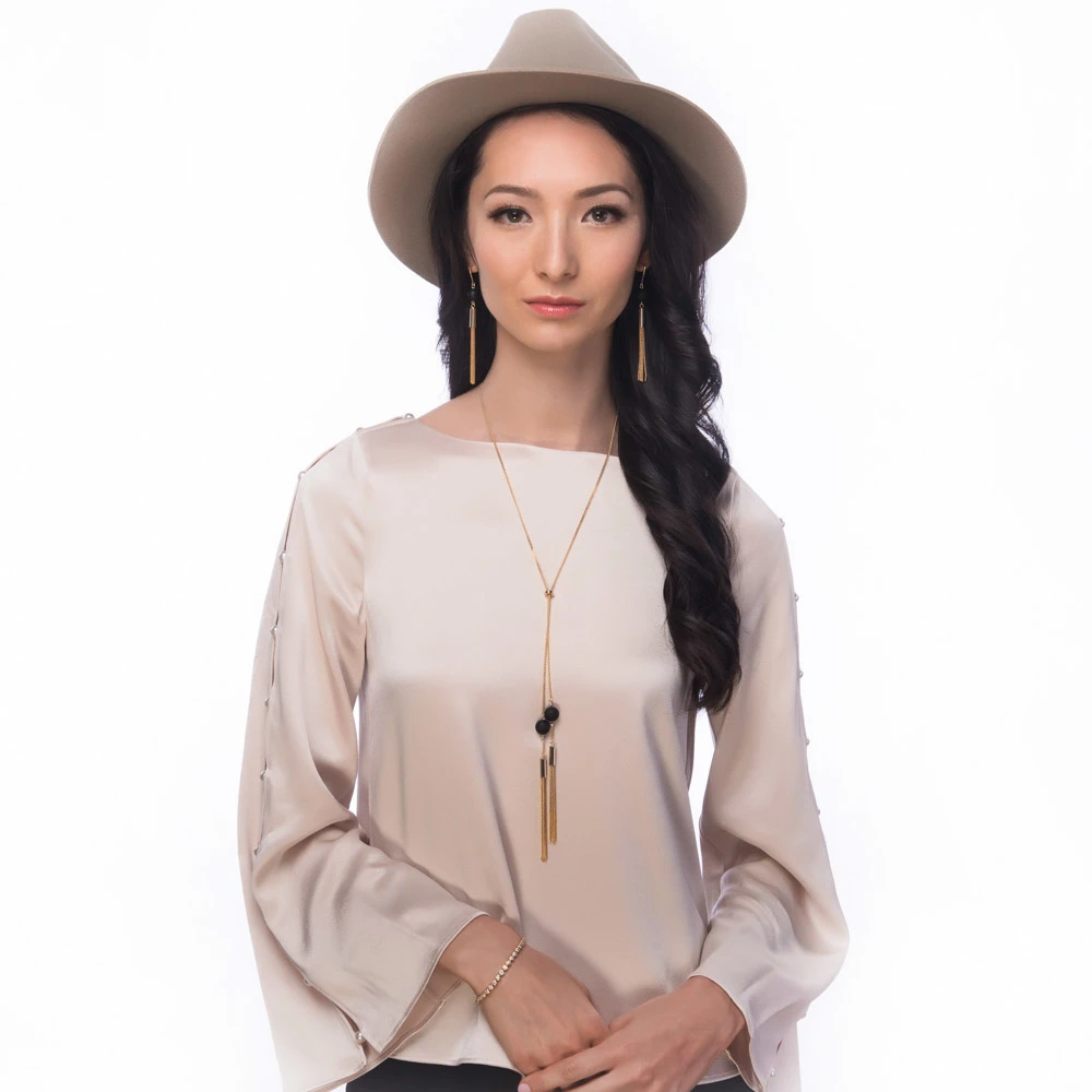 BERRICLE Gold Flashed Base Metal Tassel Ball Bead Fashion Statement Dangle Earrings #E1283-02 (4)