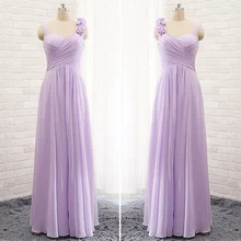 New Purple Bridesmaid Dresses Beautiful Flowers Long Bridesmaid Dresses Cheap Chiffon A-Line Bridesmaid Dresses 2016 Hot Sale