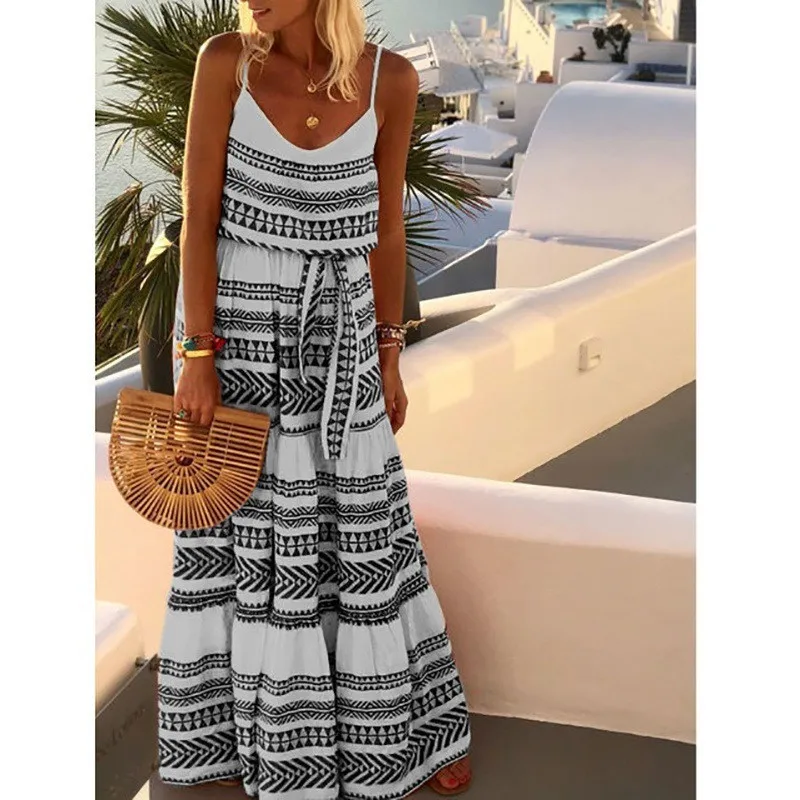 

Women Dress Plus Size Striped Spaghetti Strap Beach Dress Loose Sexy Dress summer dress 2019 robe femme robe sexy