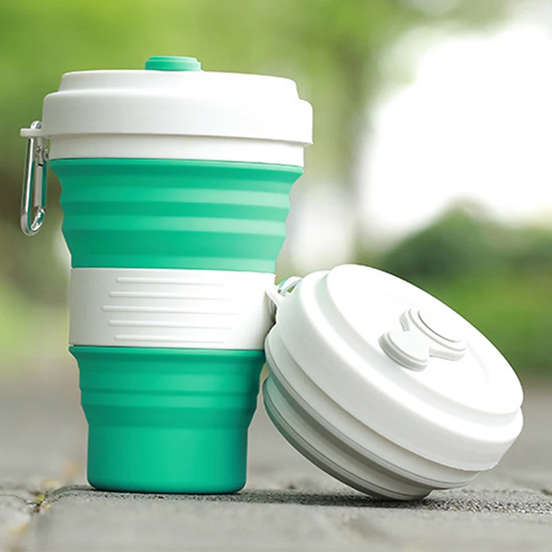 

550ml Collapsible Silicone Mug Telescopic Cup With Lid Travel Water Cup Coffee Mug Sport Drinking Water Bottle Drinkware Tools