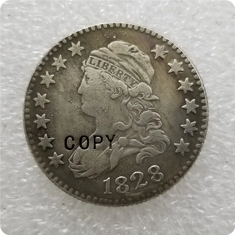 1828 США 1815-1828 Кепка ped бюст 25 центов "Liberty cap Quarter" с девизом копия монеты памятные монеты - Цвет: 1828