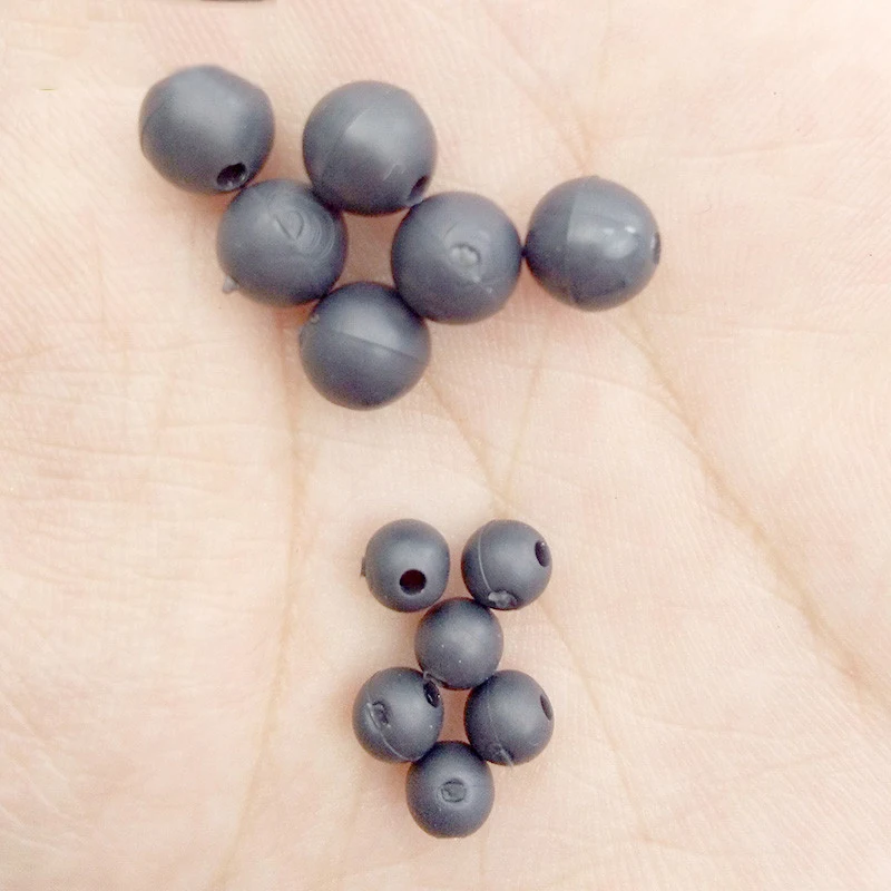 100pcs-Diameter-5mm-7mm-Soft-Carp-Fishing-Beads-Thermal-Plastic-Rubber-Dark-Grey-Round-Floating-Rig