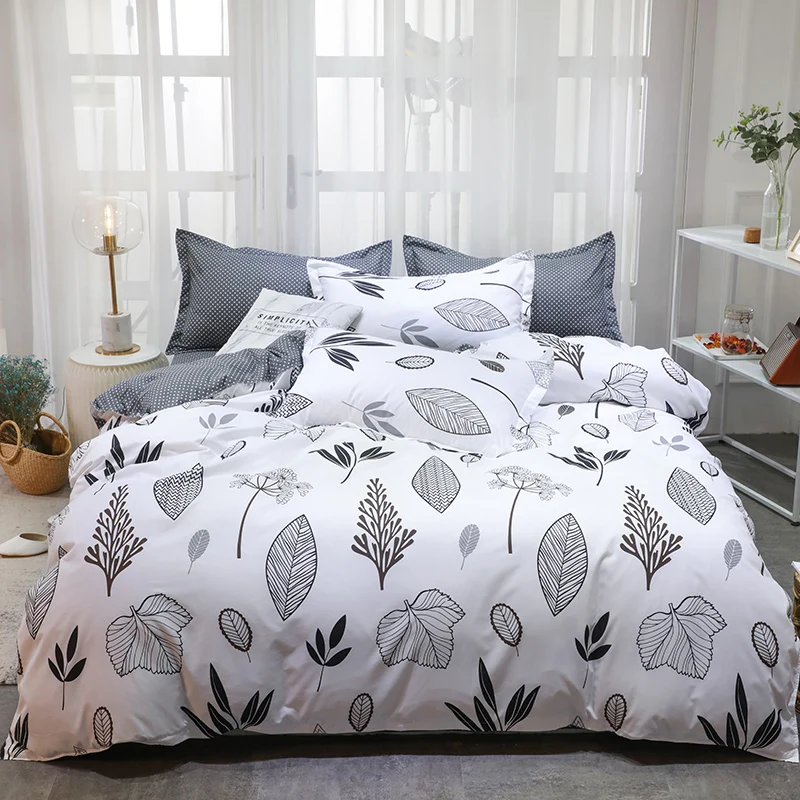 

Pastoral Style Home Bed Set Flat Sheet 2/3/4pcs Polyester Bedclothes Duvet Cover + Flat Sheet + Pillowcase No Quilt