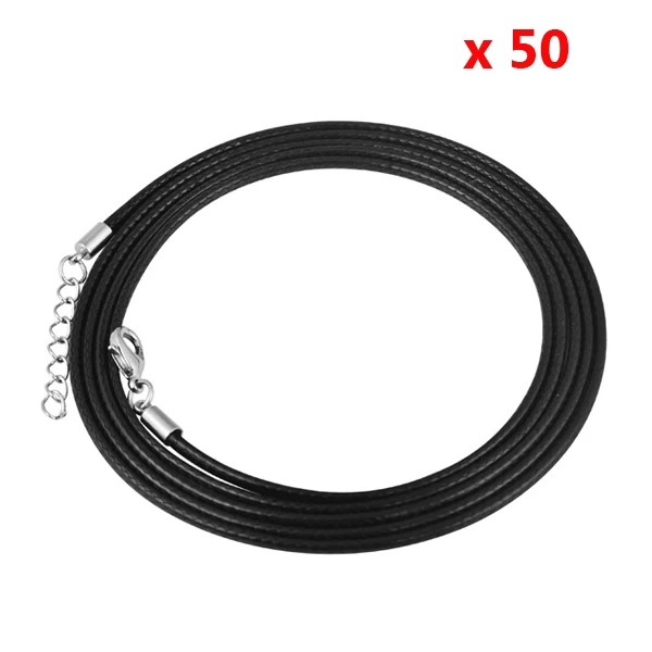 50NL10 50 шт./лот 18 дюймов 24 30 45 черный воск кожаный шнур ожерелье ювелирные изделия