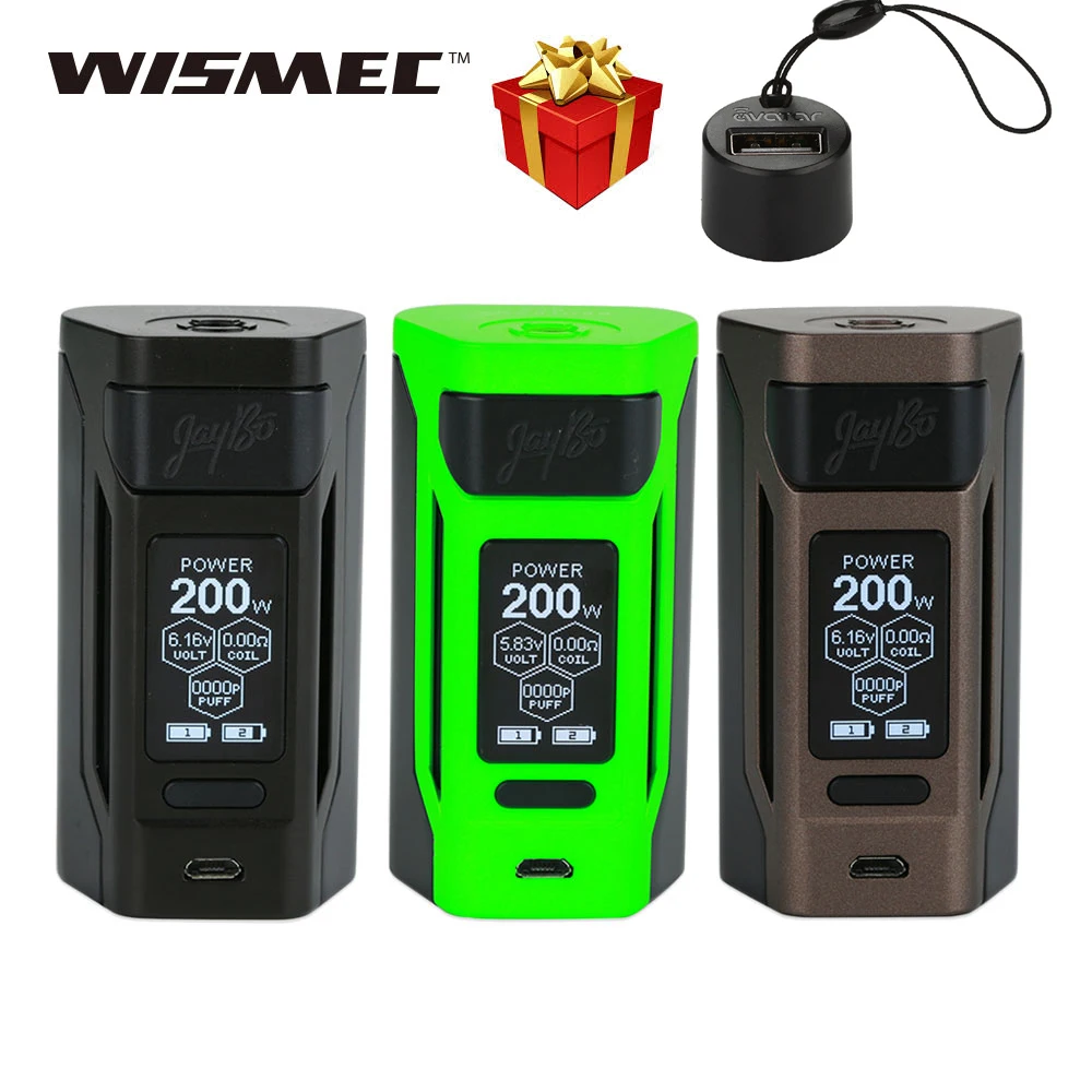 

Gift! WISMEC Reuleaux RX2 20700 MOD 200W with Avatar Reverse Charging Adapter E Cig 1.3inch Large Screen Huge Power Mod Original