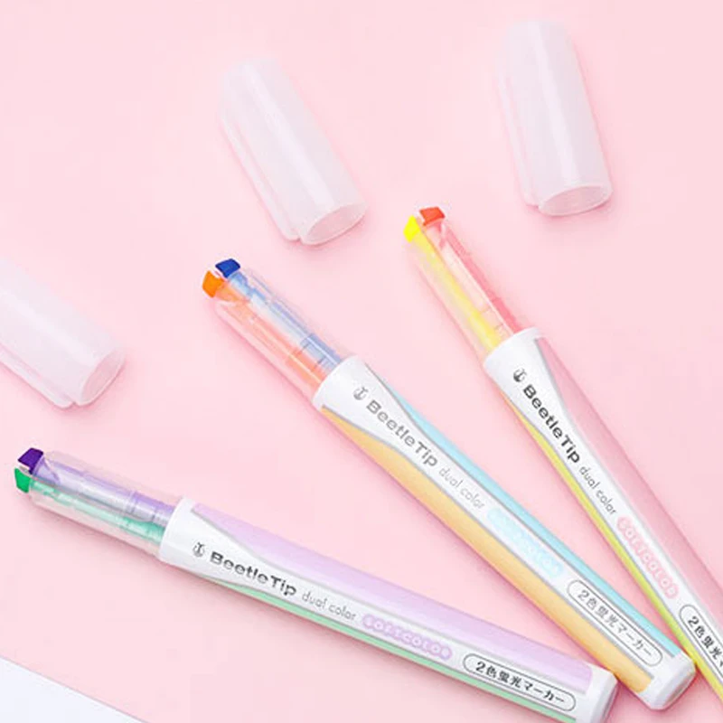 KOKUYO двухцветный жучок хайлайтер цветной двуглавый студенческий с маркером ручка PM-L313