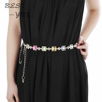

Stained glass square diamond ladies fashion belt waist chain belly dance waist chain belt dress
