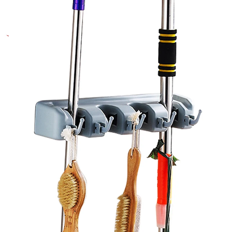 

Wall Mounted Storage basket Mop Holder Broom Hanger Storage Rack Kitchen Organizer Mounted Accessory Hanging Cleaning Tools