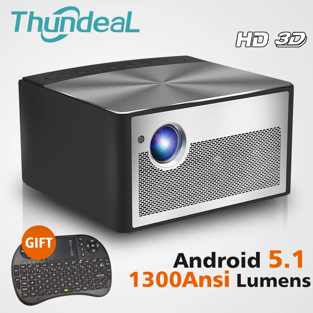 ThundeaL HD DLP Projector H1 Android WiFi Shutter Active 3D Smart Beamer 1300 ANSI Lumens Support 1080P 2K 4K Mini LED Proyector ThundeaL HD DLP Projector H1 Android WiFi Shutter Active 3D Smart Beamer 1300 ANSI Lumens Support 1080P 2K 4K Mini LED Proyector
