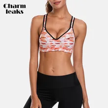 Charmleaks, женский спортивный бюстгальтер, средний эффект, цветочный принт, бюстгальтер для йоги, пуш-ап, бюстгальтер для бега, тренировки, нижнее белье, спортивный топ для фитнеса