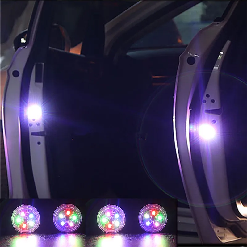 Новинка, 5 светодиодов, предупреждающие огни для открывания двери автомобиля, беспроводной магнитный дизайн, стробоскоп, мигающий, защита от столкновения сзади, Лампы Безопасности - Испускаемый цвет: 4pcs 5 led Color