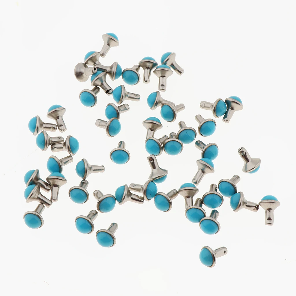 50 Sets Round Turquoise Rapid Rivets Stud for DIY Leather Craft Decoration