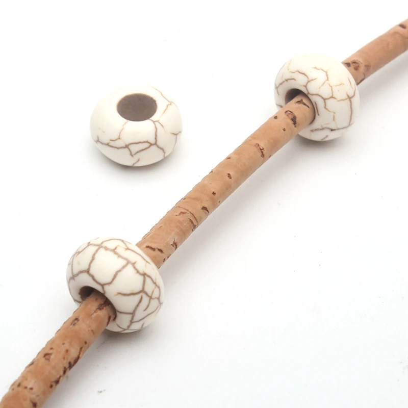 

For 5mm leather white stone big hole beads Jewelry supply Findings Components D-5-5-59
