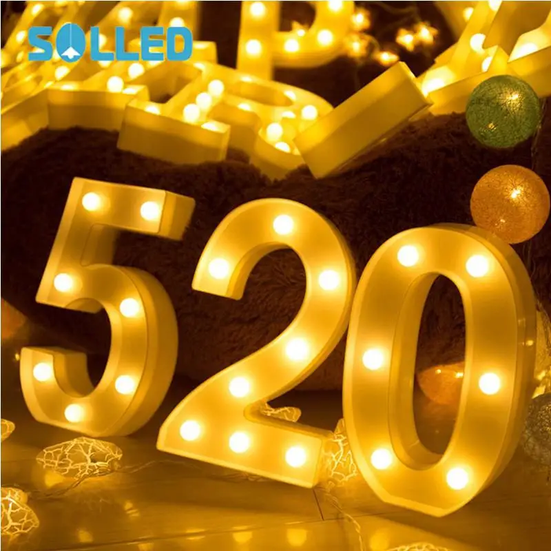 

SOLLED LED Beautiful Arabic Numeral Shape Night Light Stylish Desk Lamp Home Decoration Gift
