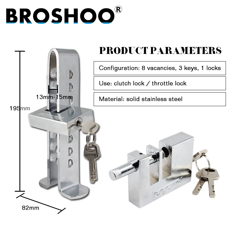Broshoo Авто Интимные аксессуары Лидер продаж автомобиля тормозной сцепления педали замок Нержавеющая сталь Anti-Theft Сильный замок безопасности стайлинга автомобилей
