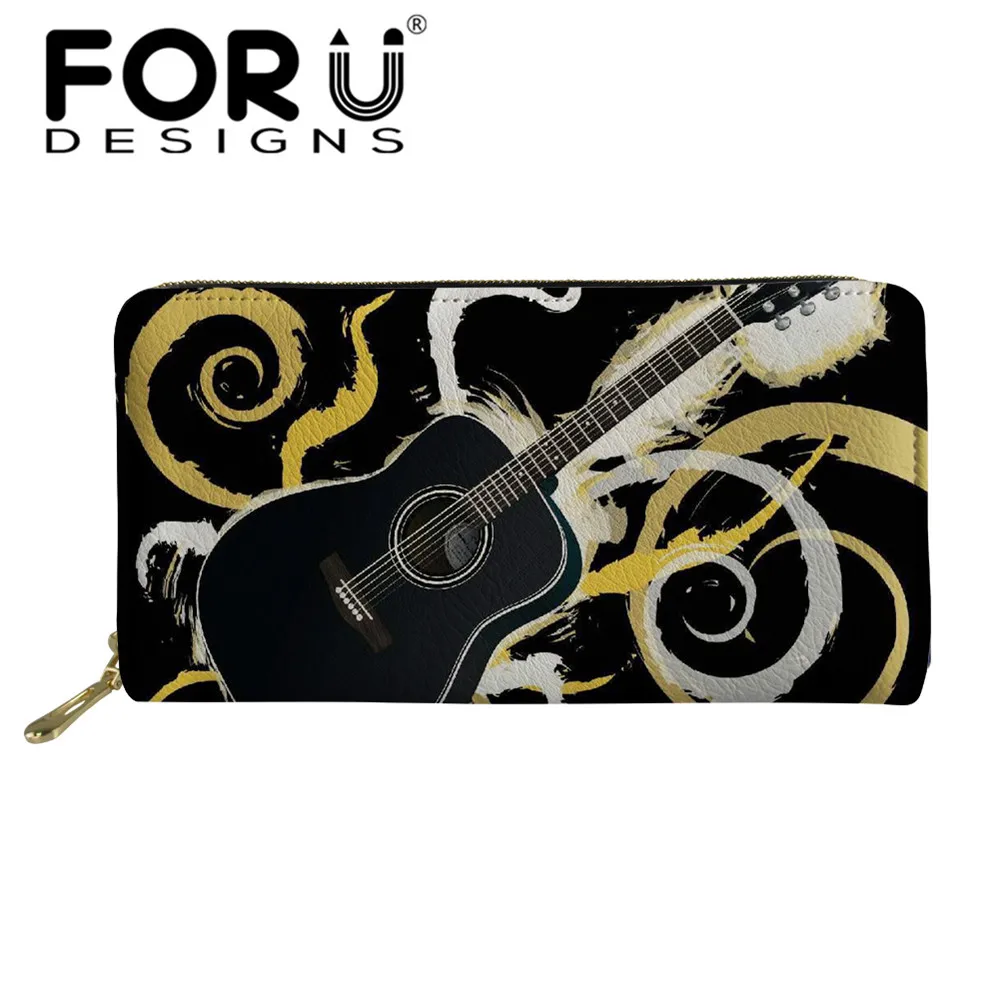 Модные мужские кошельки FORUDESIGNS с 3d гитарой и музыкальными нотами удобные
