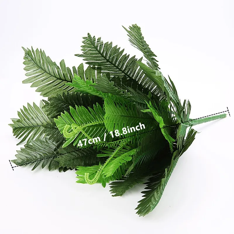 24 ветви листьев искусственный букет из папоротника пластиковый шелк зеленые растения поддельные персидские листья Листва Sago Cyca для домашнего свадебного декора