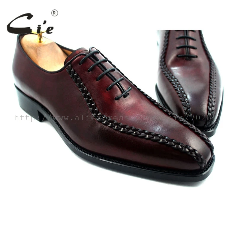 cie square toe goodyear welted weave handmade leather man font b shoe b font 100 genuine