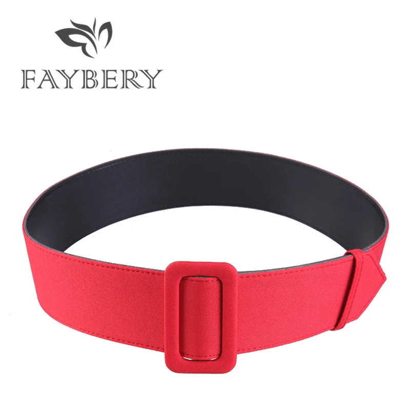 

New Candy Color Smooth Buckle Wide Belts for Women Elastic Wide Belts for Party Dresses Female Waistband Wedding Accessories