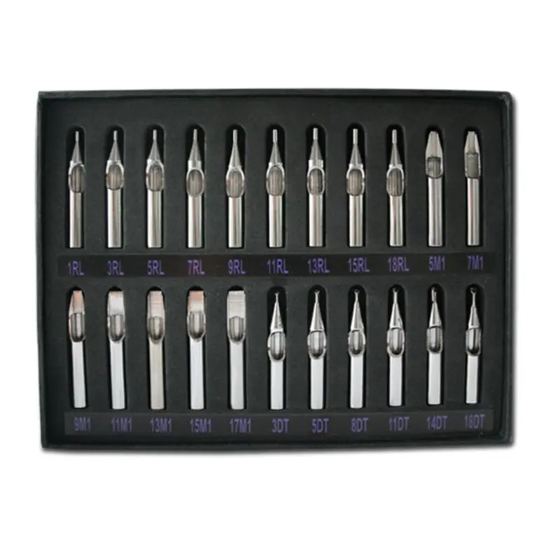 

New 22PCS Stainless Steel Tattoo Kit De Tatuagem Tip Tattoo Tattoo Tips Mixed For Tattoo Supply Free Shipping