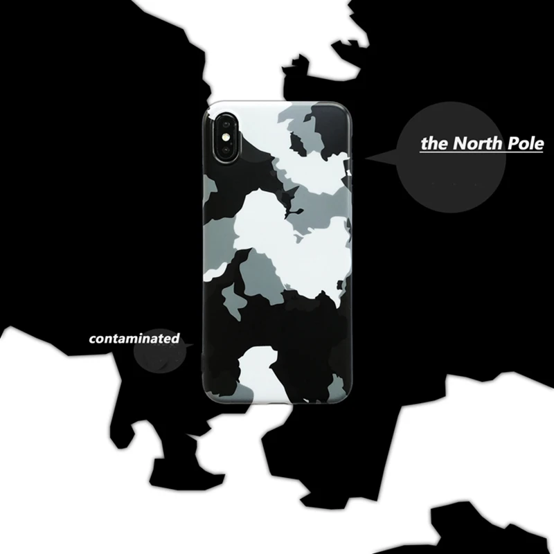 

New camouflage Antarctic pollution soft silicon cover case for iphone 6 6S plus 7 7plus 8 8plus X XR XS Max white phone coque