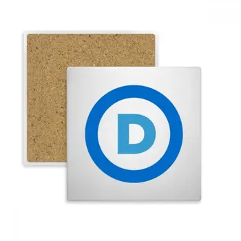 

America Emblem Democratic Party Blue Square Coaster Cup Mug Holder Absorbent Stone for Drinks 2pcs Gift