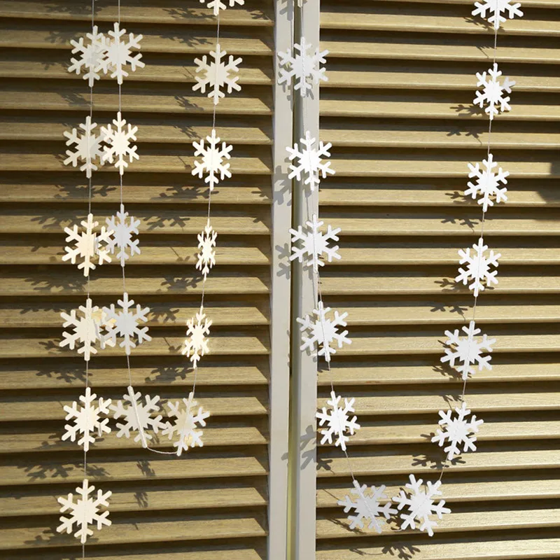 4 м золотые серебряные бумажные гирлянды подвеска Noel подвесные украшения Рождественские украшения для дома Navidad ремесла новогодний декор - Цвет: snowflake white
