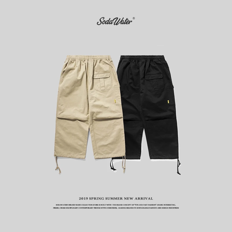 

SODA WATER 2018 Casual pants men Brand clothing High quality Spring summer elastic male Trousers Solid Ankle Length Pants 8862W