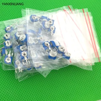

65pcs RM063 vertical adjustable resistor kit 100ohm-1M ohm 13 kinds *5PCS multiturn trimmer potentiometer kit
