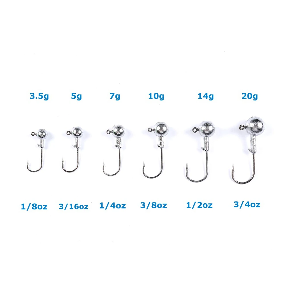 

MIZUGIWA 25 pcs Lead Jig Head Fishing Hook 3.5g 5g 7g 10g 14g 20g Jig Hooks Soft Fishing Lure Carbon Steel Fishhooks